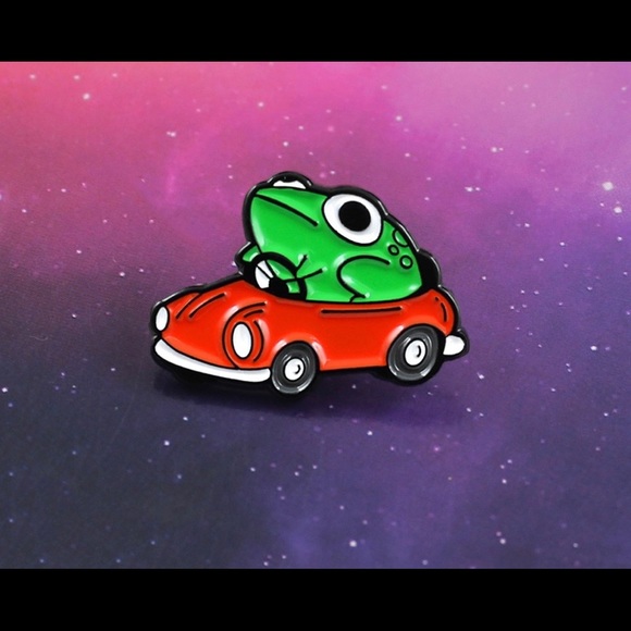 Jewelry | Adorable Frog In Car Enamel Pin | Poshmark